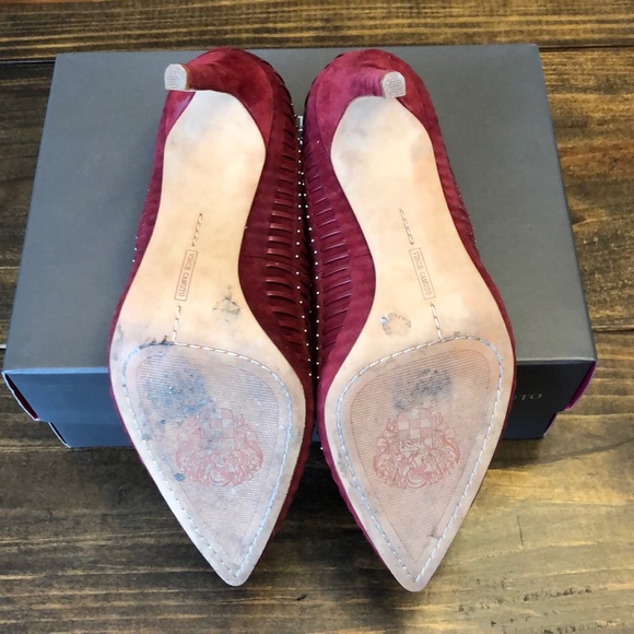 Vince Camuto red suede studded pumps - Picture 4 of 8